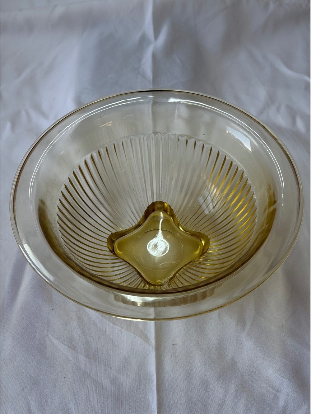 Vintage Federal Glass Amber Ribbed Mixing Bowl 7.25” Depression Glass USA